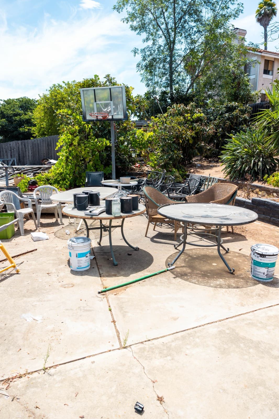 Before junk removal - cluttered space